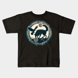 Vintage Celtic Wolf and Raven Kids T-Shirt